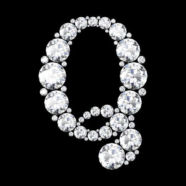 Um lindo Q deslumbrante cravejado de diamantes — Vetor de Stock