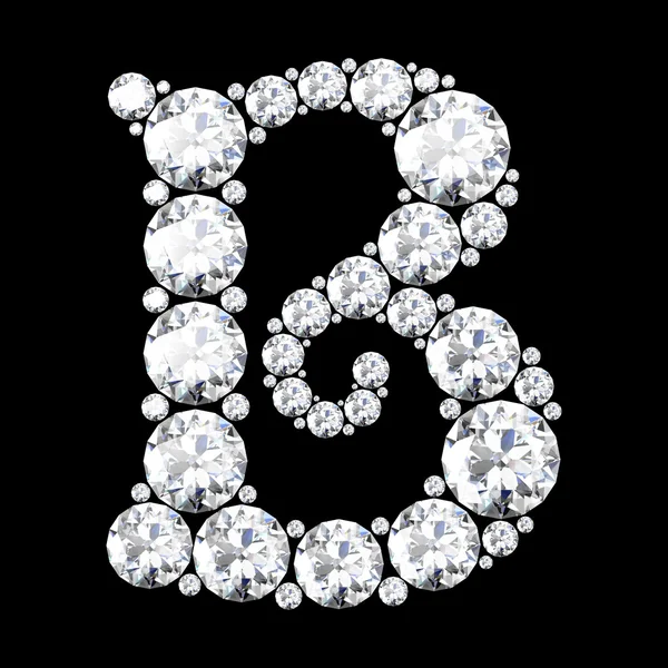 A stunning beautiful  B set in diamonds — Stock Vector