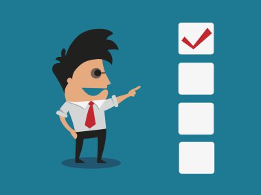 Onay kutusunu kavramı vektör çizim. iş adamı.