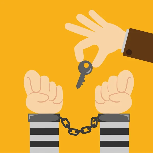 Hands in handcuffs (man hands with handcuffs) — Stock Vector