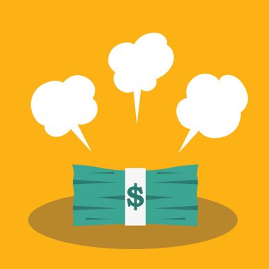 Doları banknot turuncu zemin üzerine yığını