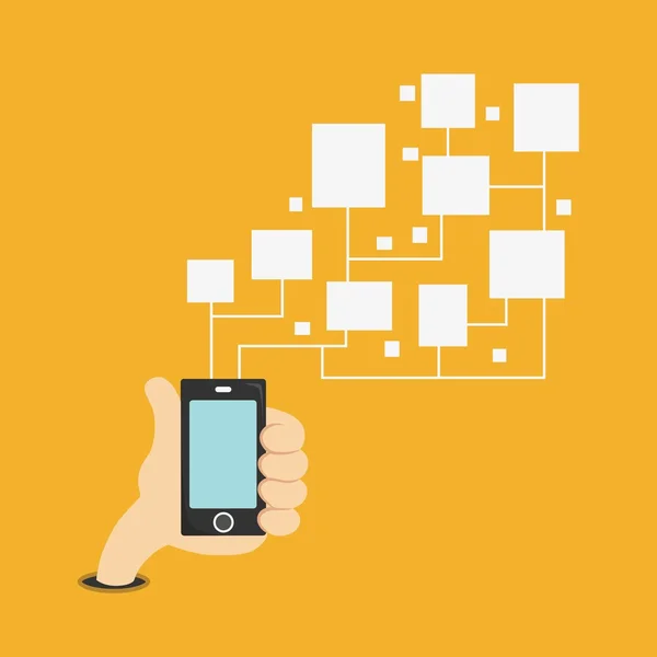 Diseño infográfico del teléfono móvil sobre fondo naranja — Archivo Imágenes Vectoriales