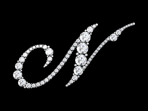 A stunning beautiful "N" set in diamonds. V6 — Stock Photo, Image