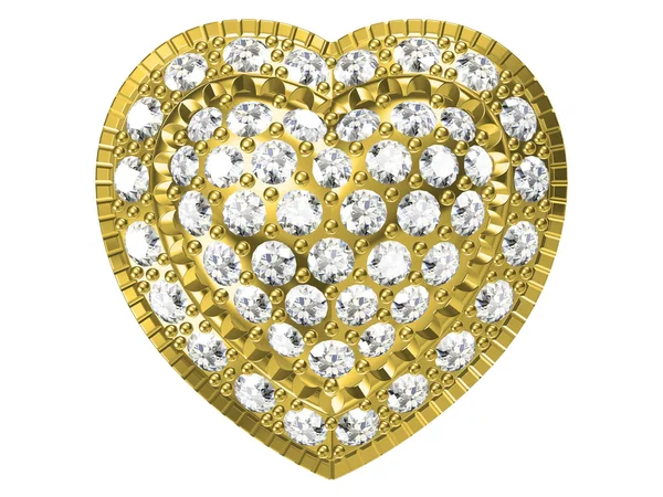 Wisiorek złoty serce na białym tle — Zdjęcie stockowe