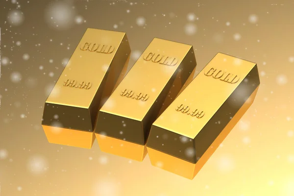 Uppsättning av guldtackor (högupplöst 3d bild) — Stockfoto