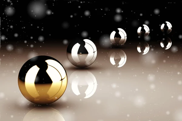 Leadership concept with golden sphere and many chrome spheres — Stock Photo, Image