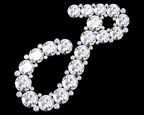 A stunning beautiful "P" set in diamonds. V. 9 — Stock Photo, Image