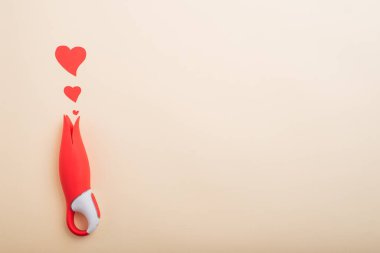 Kalp ve klitoral vibratör. Metin için boş boşluk