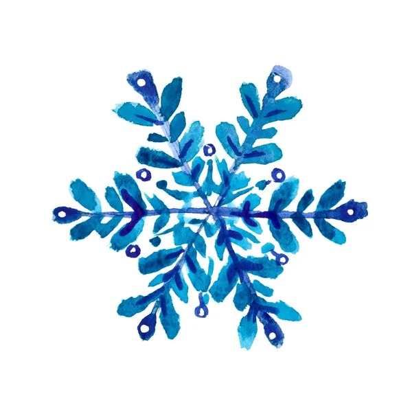 Dekoracyjne Płatki Śniegu Malowane Akwarelą Izolowane Białym Tle — Zdjęcie stockowe
