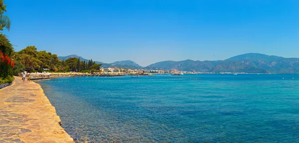 Marmaris Turkey Juli 2018 Mensen Ontspannen Het Strand Van Het — Stockfoto