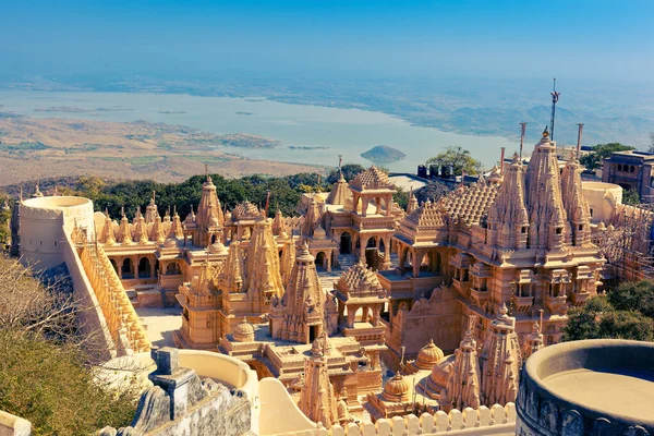 Świątynie Dżinijskie Szczycie Wzgórza Shatrunjaya Palitana Powiat Bhavnagar Gujarat Indie — Zdjęcie stockowe