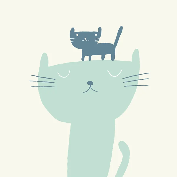 Ilustração vetorial de um gato bonito e um gatinho para o dia dos pais —  Vetores de Stock
