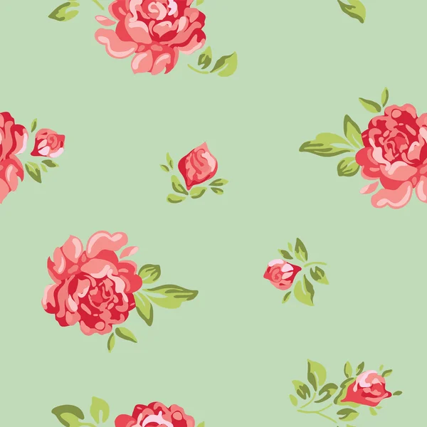 Vector clásico vintage inspirado fondo de pantalla patrón floral sin costuras con rosas de colores — Archivo Imágenes Vectoriales