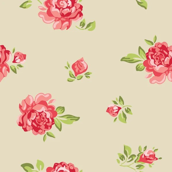 Vector classic vintage inspired seamless floral pattern wallpaper with colorful roses — Stock Vector