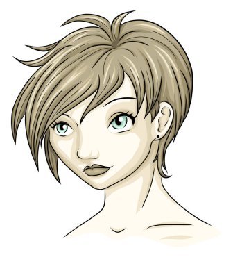 Peri kesimli genç bir kadın.