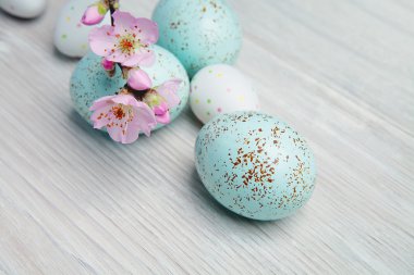 Paskalya yumurtaları ile kiraz ağacı çiçek şube