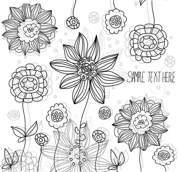 Black and white flowers — Stock Vector