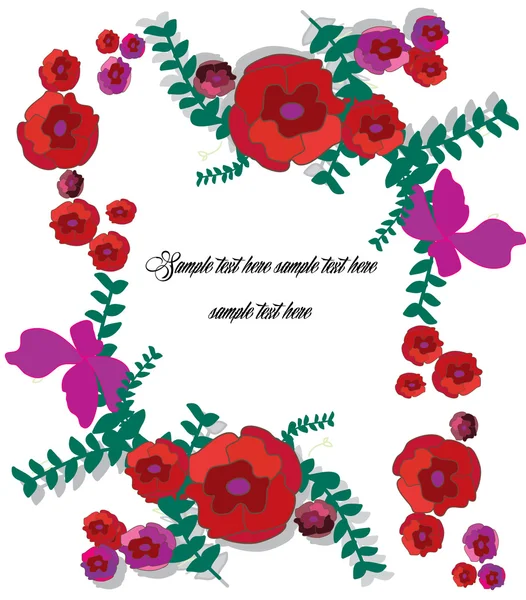 Dekorativer Hintergrund mit roten Blumen — Stockvektor