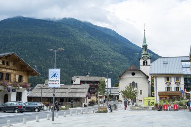 Les Houches town centre, in France clipart