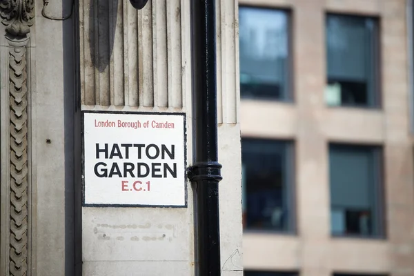 London Hatton Garden street tecken — Stockfoto