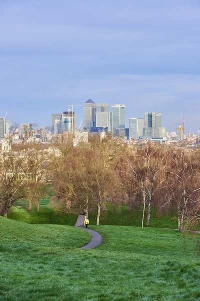 Canary Wharf from Greenwich — Stock Photo, Image