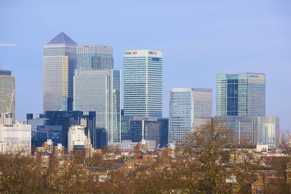 Canary Wharf from Greenwich — Stock Photo, Image