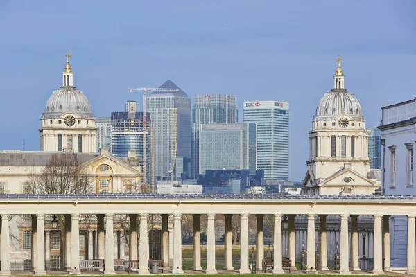 Canary Wharf från Greenwich — Stockfoto