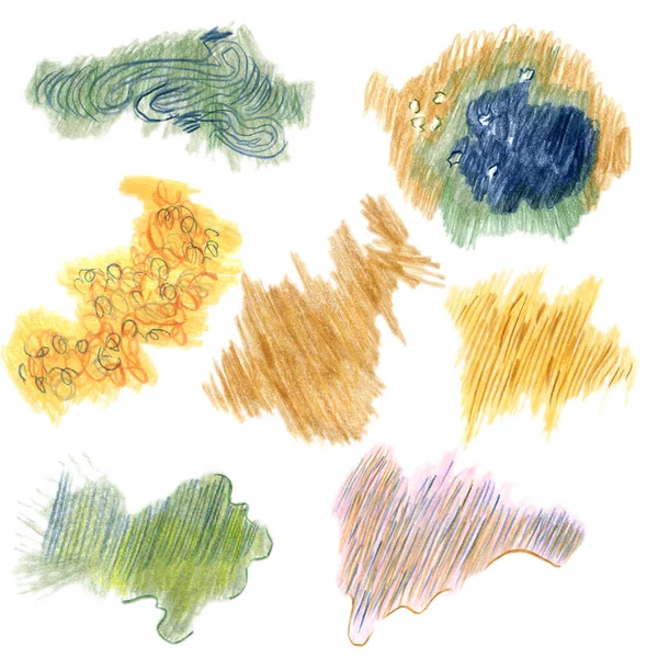 Коллекция Цветных Карандашных Пятен Ручной Работы Текстурой Предыстории Оформления — стоковое фото
