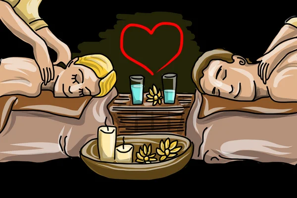Пара чоловік і жінка в масажному салоні — стоковий вектор
