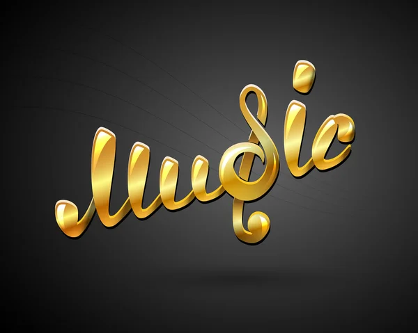 Logo musicale dorato su nero — Vettoriale Stock