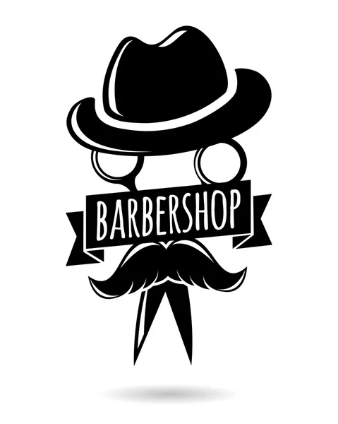 Personaggio del logo hipster del barbiere — Vettoriale Stock