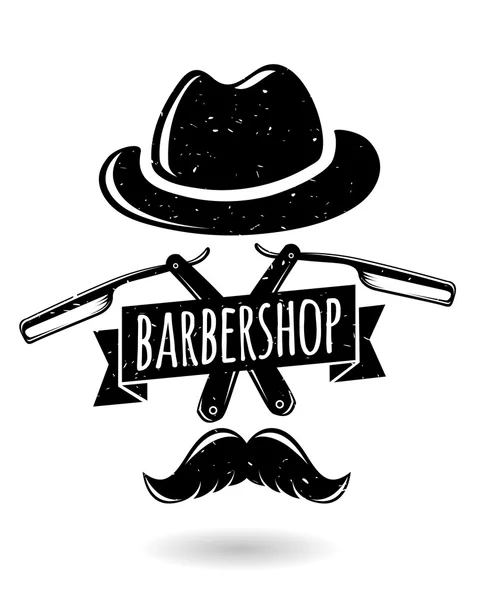 Logotipo hipster de barbearia — Vetor de Stock