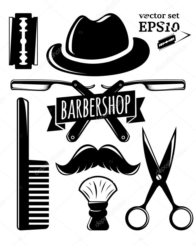 Barbershop accessory set, vector illustration for your design, eps10