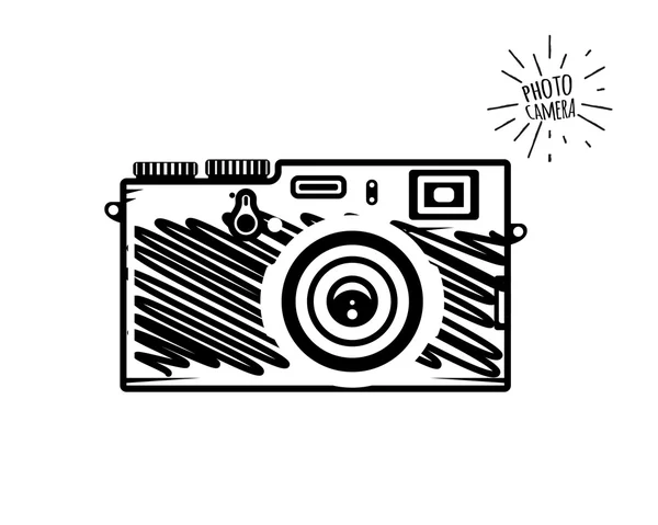 Vintage photo camera doodle style — Stock Vector