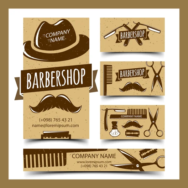 Conjunto de cartões de barbearia — Vetor de Stock