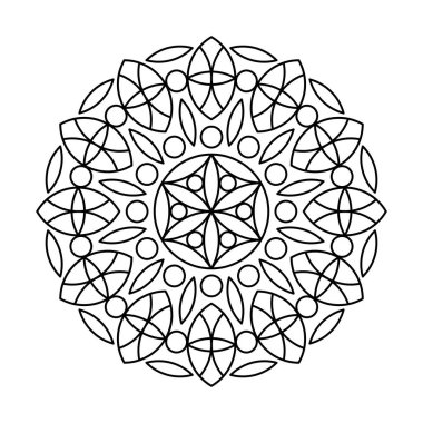 Kutsal geometri dairesi vektör mandala boyama kitabı