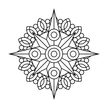 Pusula yıldız dairesi vektör mandala boyama kitabı