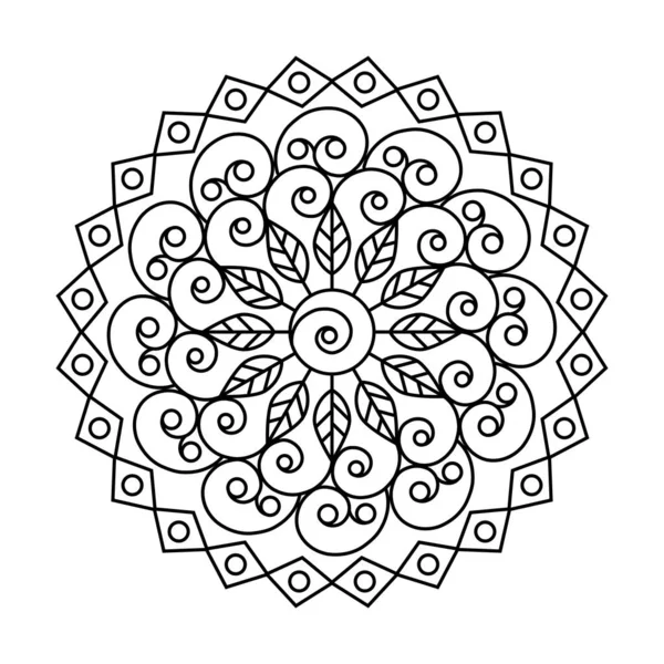 Wirbel Blatt Kreis Vektor Mandala Malbuch — Stockvektor