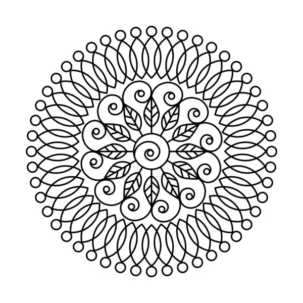 Wirbel Blatt Kreis Vektor Mandala Malbuch — Stockvektor