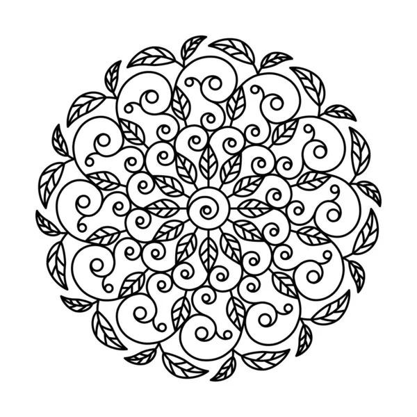 Danzante hoja círculo vector mandala libro para colorear — Archivo Imágenes Vectoriales