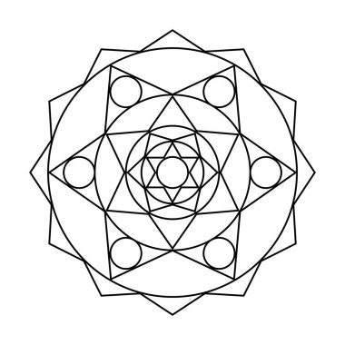 Geometrik pinyon dairesi vektör mandala boyama kitabı