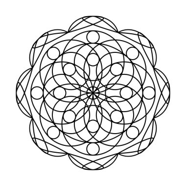 Yaşam çemberi vektörü mandala boyama kitabının kutsal geometri çiçeği
