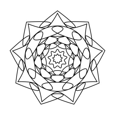 Geometrik dokuz köşeli yıldız dairesi vektör mandala boyama kitabı
