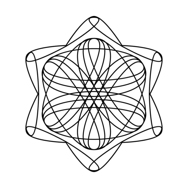 幾何六角形星円ベクトル曼荼羅彩色本 — ストックベクタ