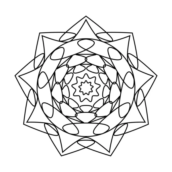 Geometrisches neunzackiges Sternkreis-Vektor-Mandala-Malbuch — Stockvektor