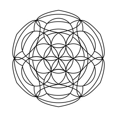 Yaşam çemberi vektörü mandala boyama kitabının dantelli çiçeği