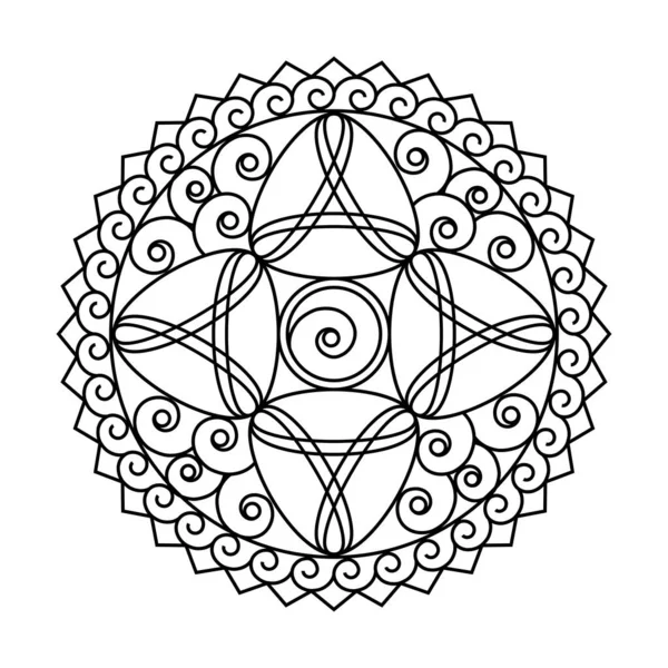 Remolino infinito círculo vector mandala libro para colorear — Vector de stock