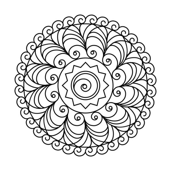 Tourbillon cercle infini vecteur mandala coloriage livre — Image vectorielle