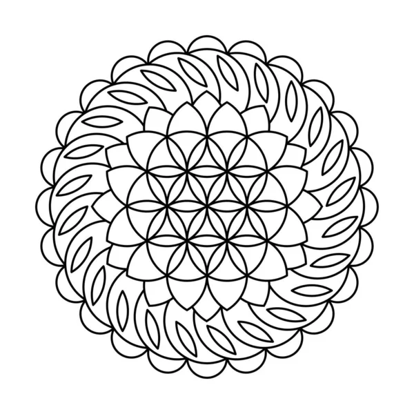 Remolino flor de la vida círculo vector mandala para colorear libro — Archivo Imágenes Vectoriales