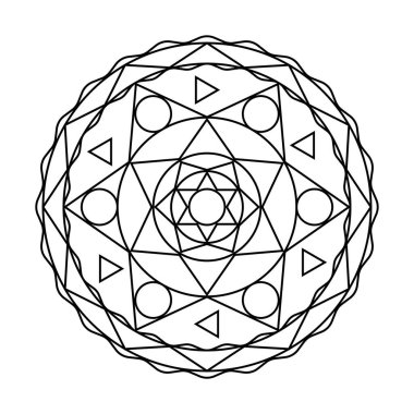 Geometrik pinyon dairesi vektör mandala boyama kitabı